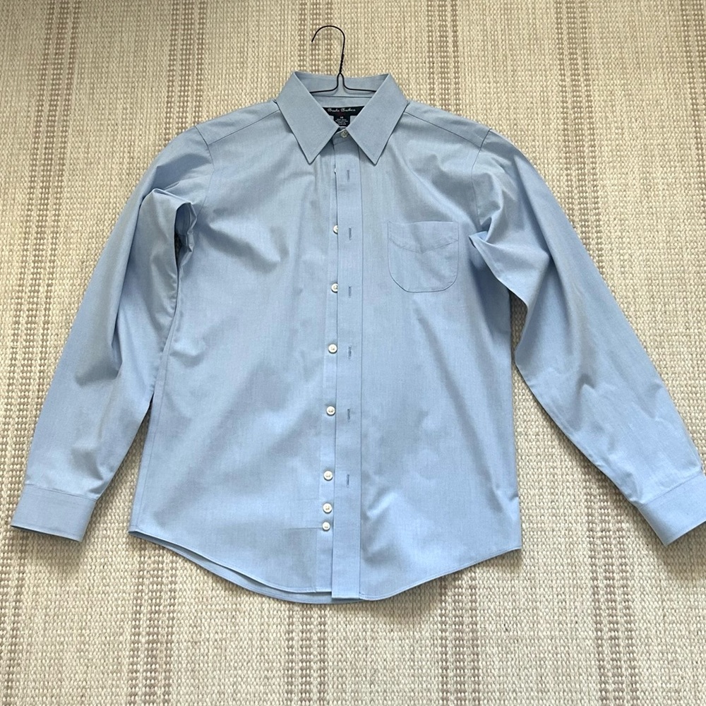 Brooks Brothers Size 14 Boys Blue Oxford Non-Iron Button Down Dress Shirt